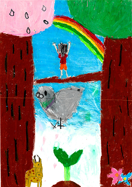 雨あがりの森とハト