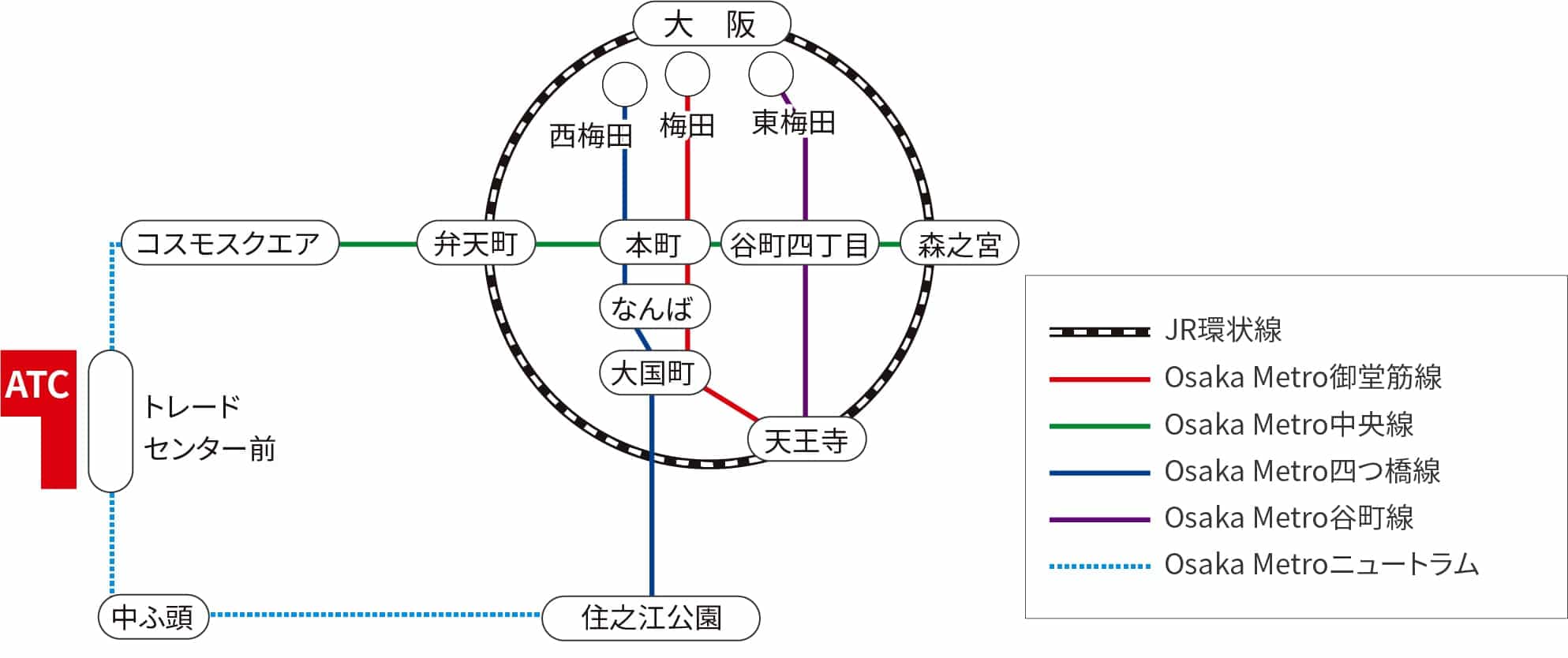 Osaka Metro ニュートラム「トレードセンター前」下車直結地図